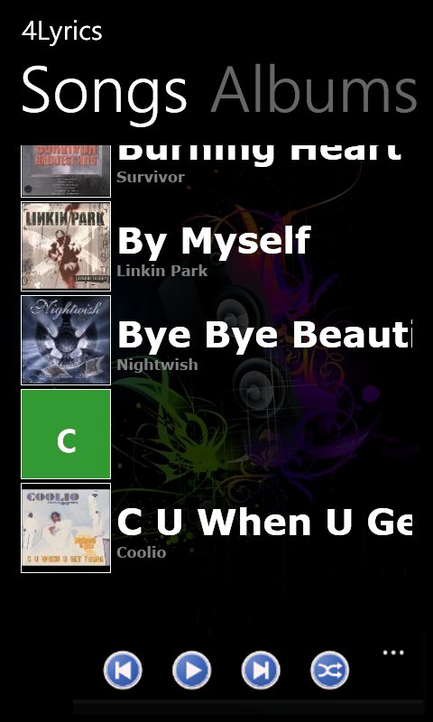 syncs lyrics with music on