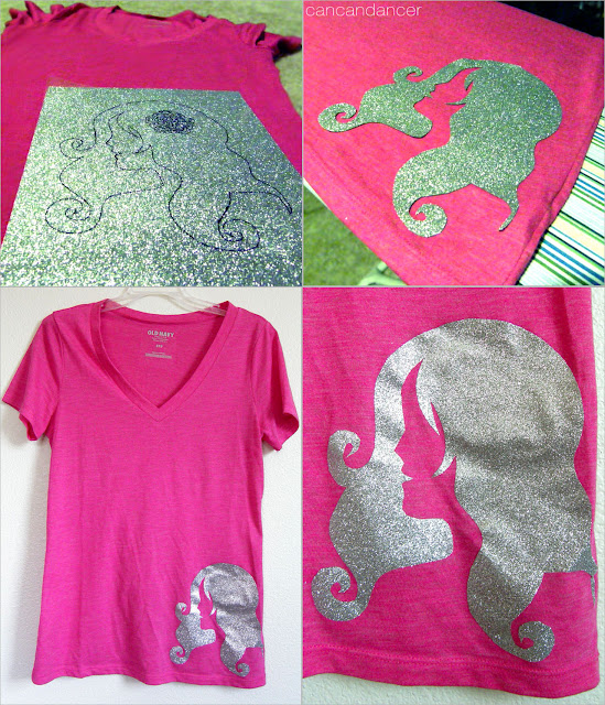 Can Can Dancer DIY with ironon glitter sheets
