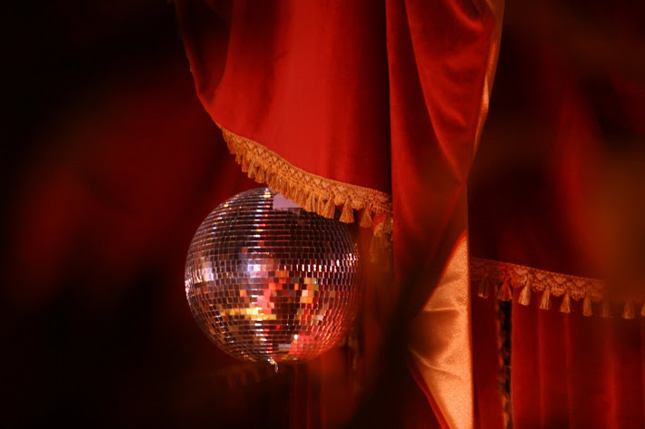 disco-ball around red velvet at fogashaz ruin-pub, budapest