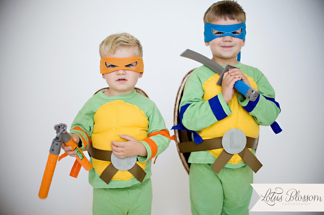 add arm and leg bands to ninja turtle costumes