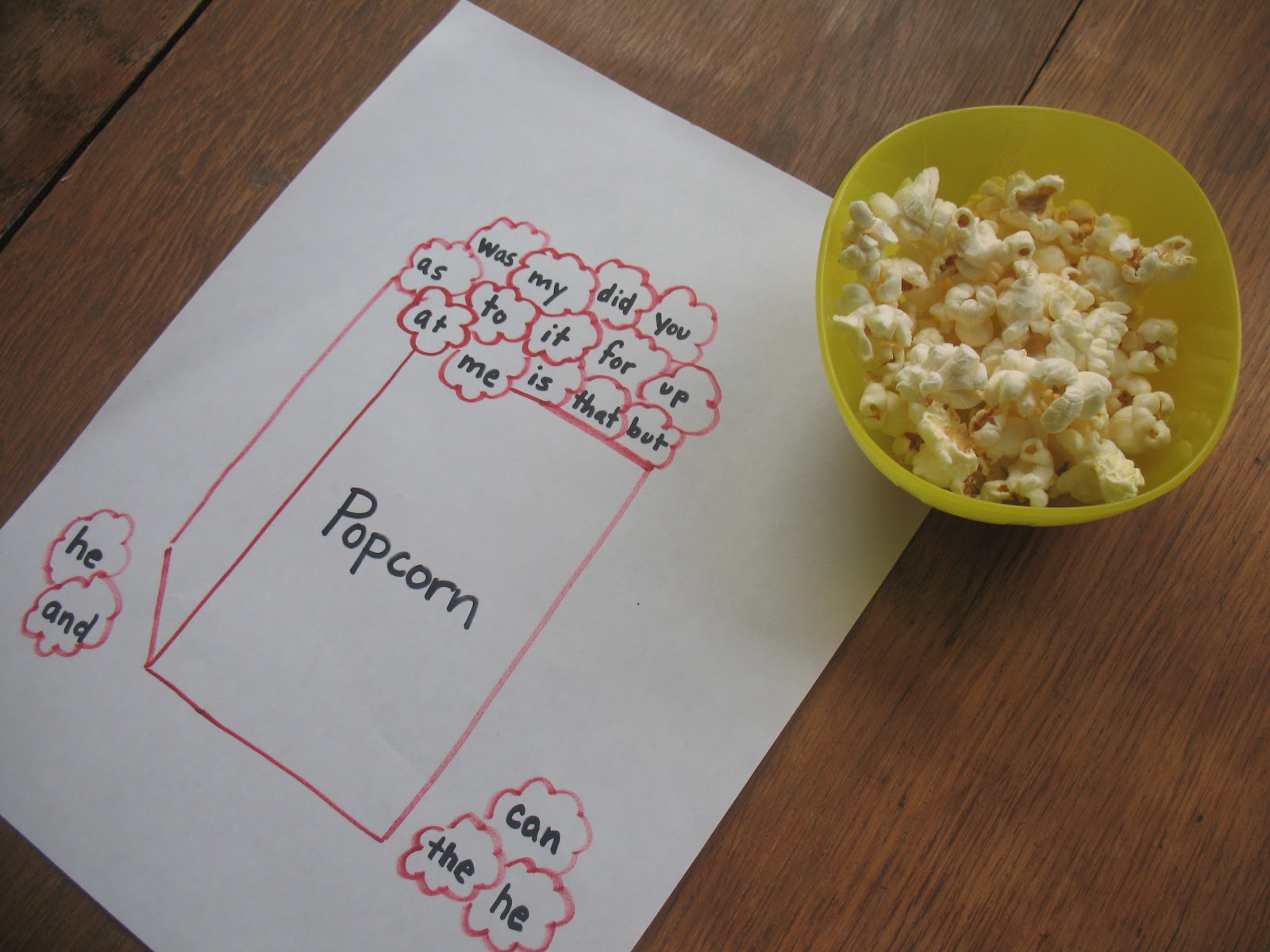 Practically Homemade Popcorn Sight Word Game