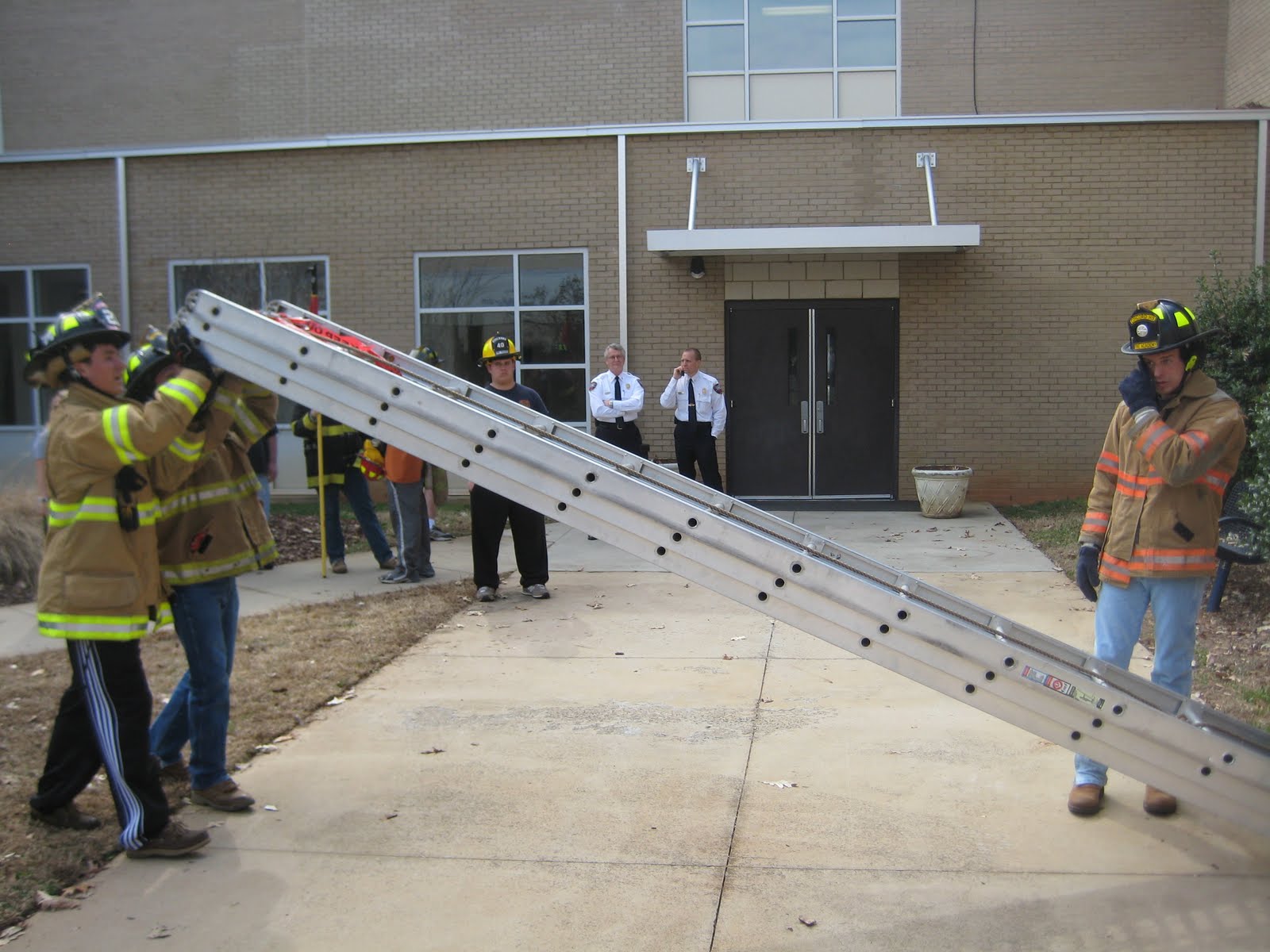 Concord High School Fire Academy Ladder Practicals with the 35 foot Extension Ladder