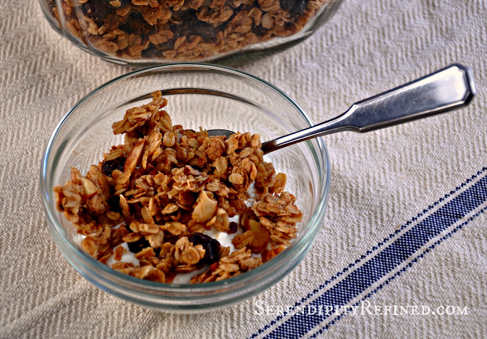 Serendipity Refined Blog Homemade Vanilla Almond Granola with Dried