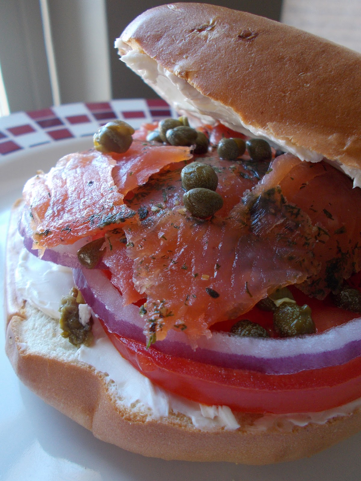 Basil Bagels with Lox