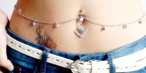 piercins ombligo sexy con cadenas