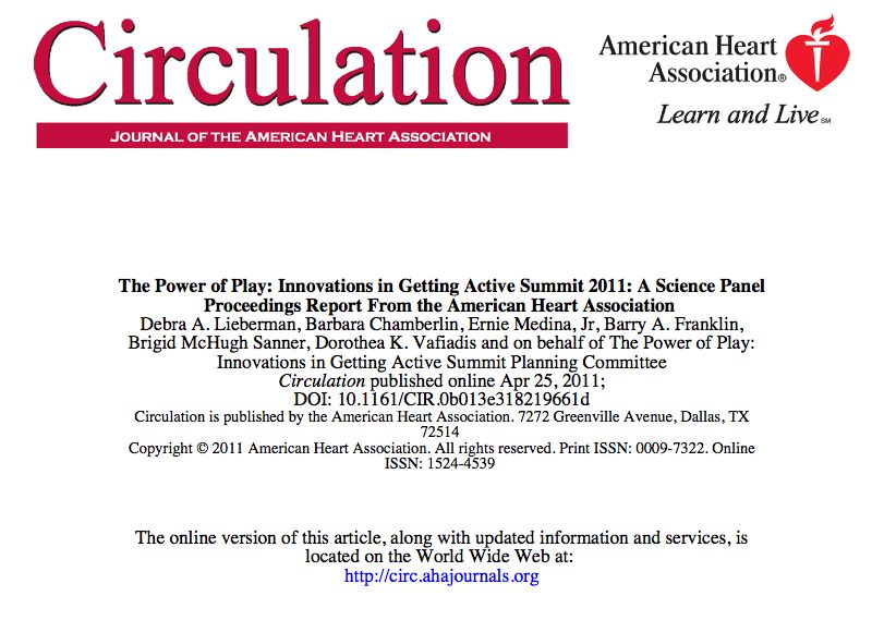 Exergaming Evangelist's Soapbox Exergaming in AHA's Circulation journal!