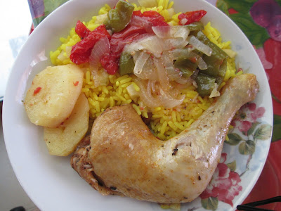 riz, poulet, rice, recette, tunisienne, revisitée, pomme de terre, poivron, oignon, tomate, curry, curcuma, paprika, sel, poivre,