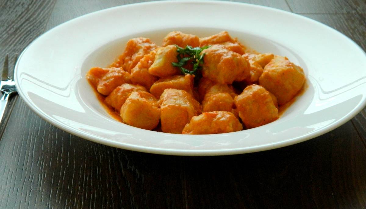 tofu for tea Pumpkin gnocchi in a tomato and mascarpone sauce