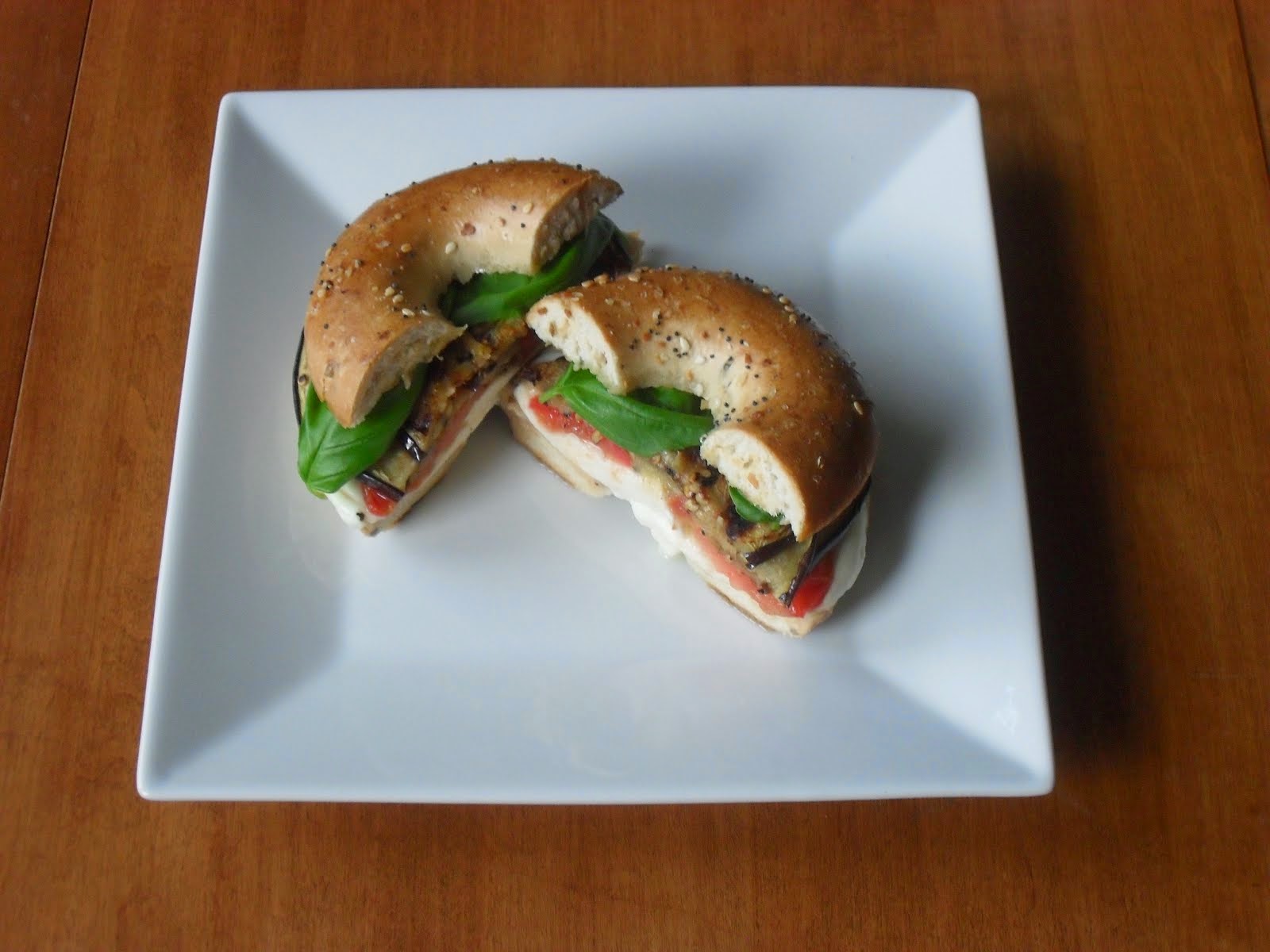 Grilled Mozzarella Eggplant Bagels