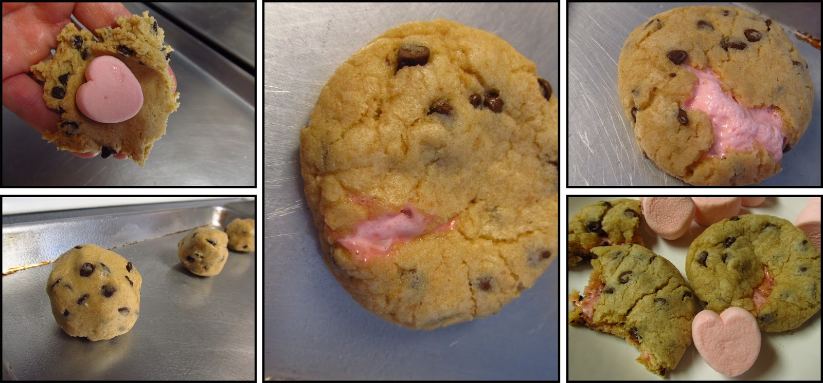 MOMS CRAZY COOKING Chocolate Chip Cookies with Heart Marshmallow {inside}