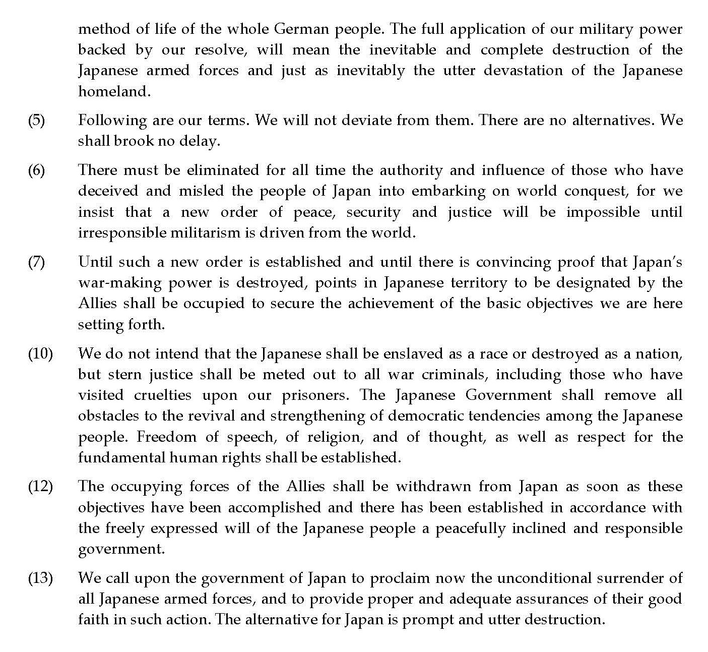 Potsdam declaration the bombing of hiroshima and