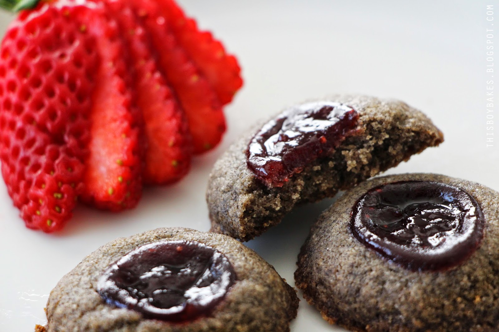 this boy bakes STRAWBERRY BUCKWHEAT THUMBPRINT COOKIES