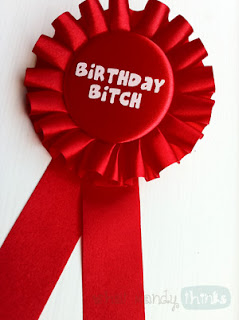 What Mandy Thinks: Image of a birthday button: "My birthday button that I promptly forgot to wear.""