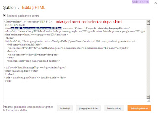 Inserează în temă codul de mai jos după tag-ul html