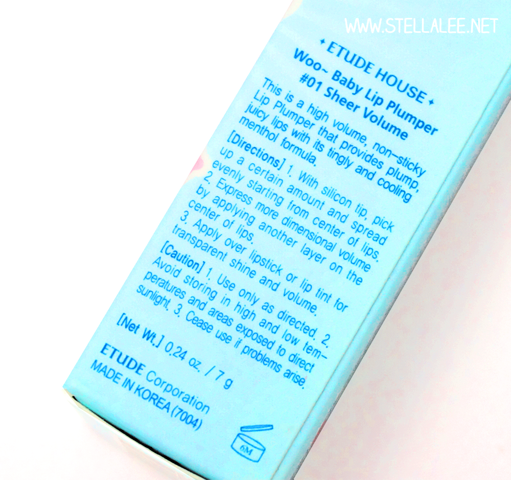 Etude House Woo Baby Lip Plumper Review and Swatch Stella Lee