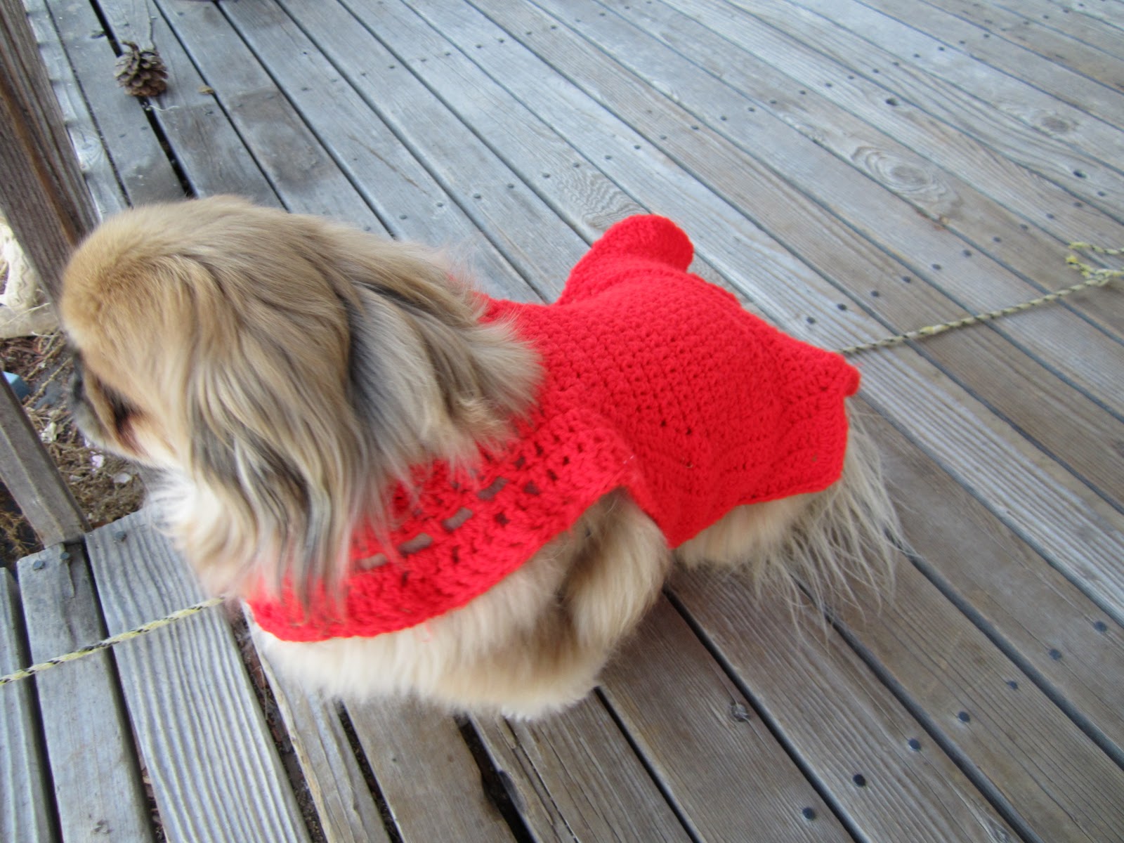 Little Susie Home Maker Bear Love, My Pekingese Crocheted Sweater!