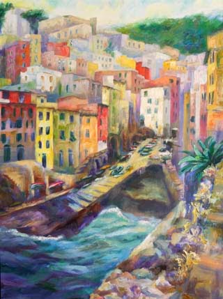 New Building On The Past Oil Painting Of The Cinque Terre By
