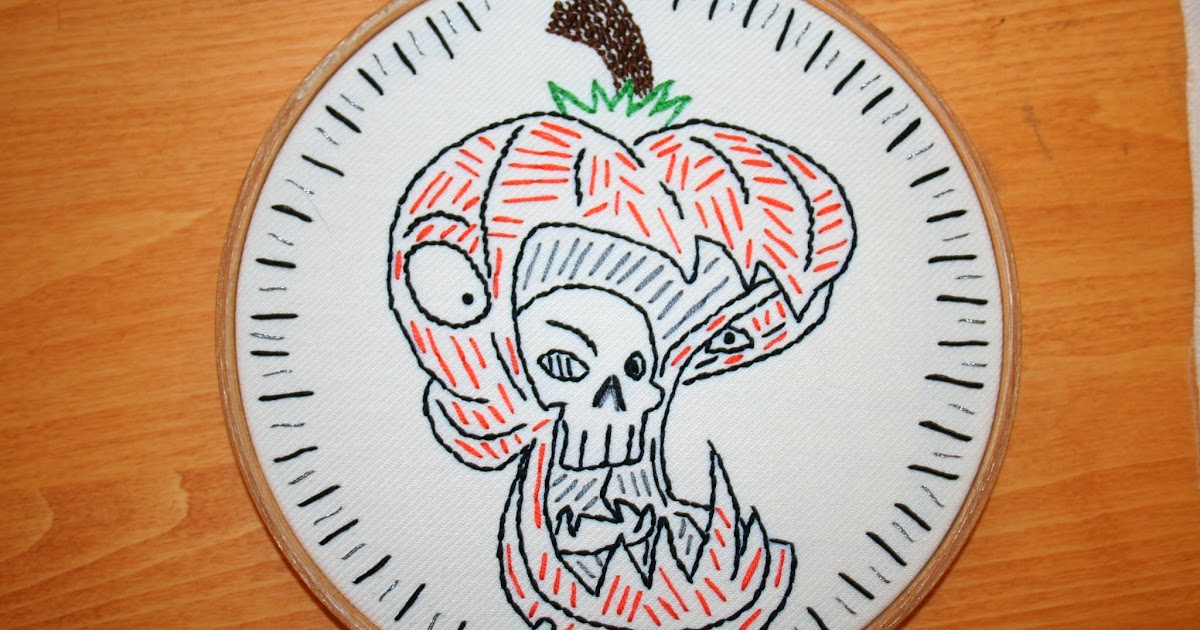 MooshieStitch Halloween Pumpkin Embroidery Pattern for Sale