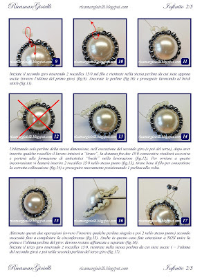TUTORIAL Orecchini Infinito realizzati con perle 8 mm e decorati con una doppia onda in brick stitch di rocailles 15/0 a formare il simbolo dell'infinito - Ricamar Gioielli