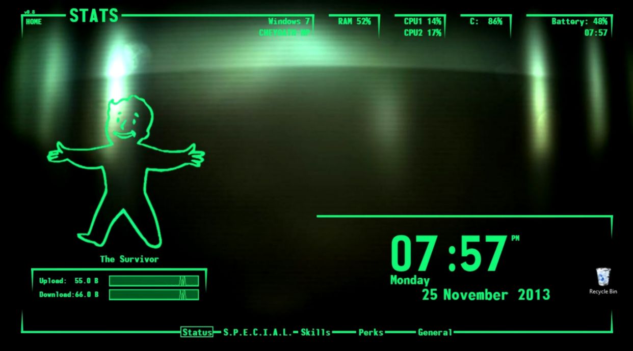 My Pip Boy interactive desktop Credit to Rainmeter Fallout My Pip Boy interactive desktop Credit to Rainmeter Fallout