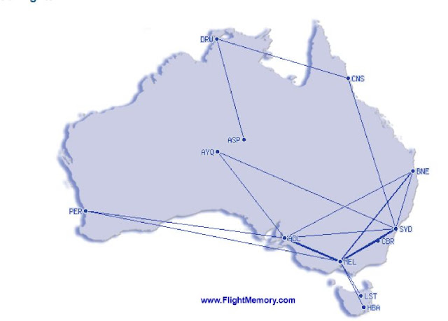 a map of australia with lines and points