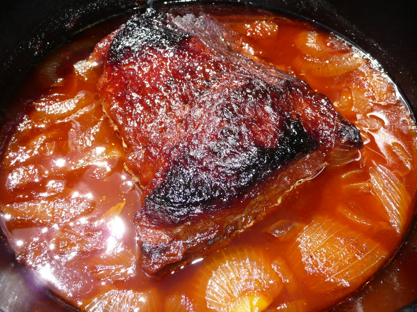 Everyday Dutch Oven Holiday Brisket in Barbeque Sauce
