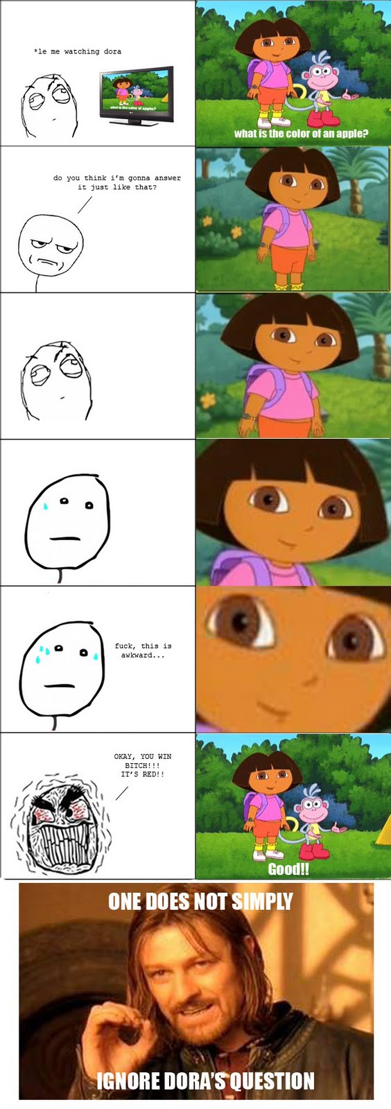One Does Not Simply Ignore Dora's Question