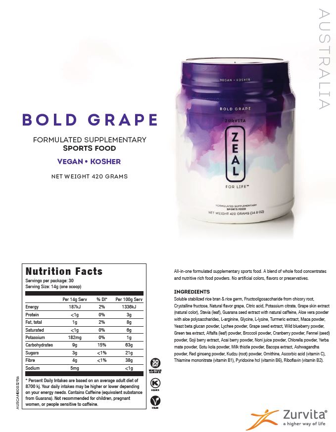 Zurvita Australia Powered By Zeal For Life Zeal For Life Bold Grape