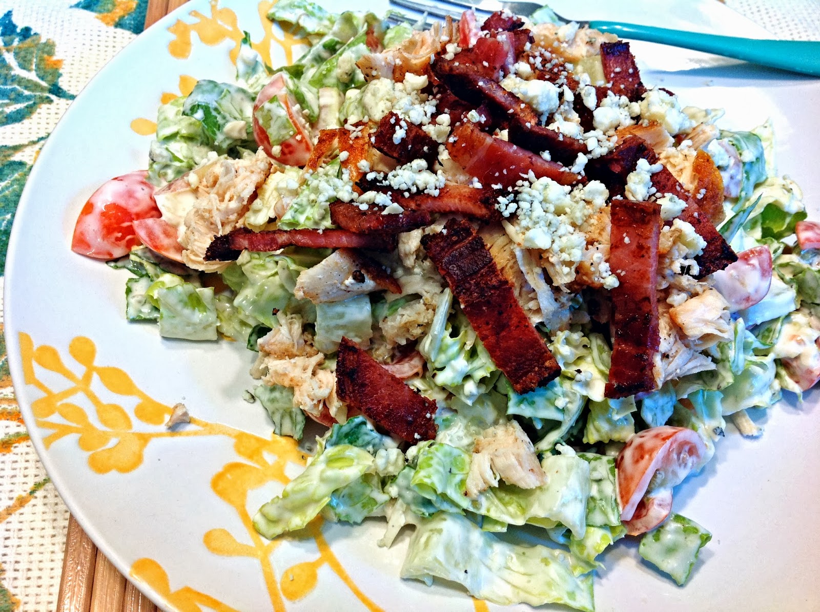 the dog mom blt chopped salad with perfect blue cheese dressing