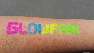 UV Glitter Tattoo in the sunlight