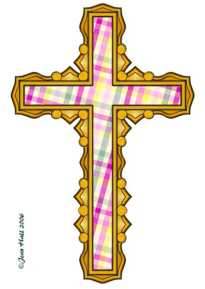 happy easter cross clipart. Plaid patterns on Easter Cross