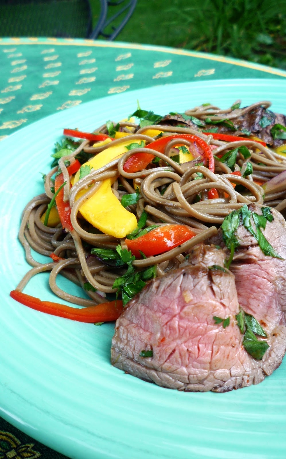 For Love of the Table Cold Soba Noodles with Beef, Red Bell Pepper