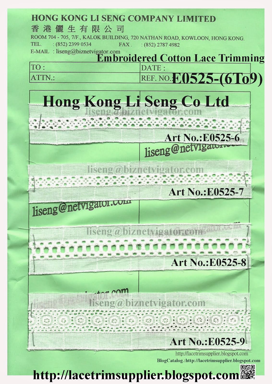 Embroidered Cotton Lace Trimming Factory - Hong Kong Li Seng Co Ltd