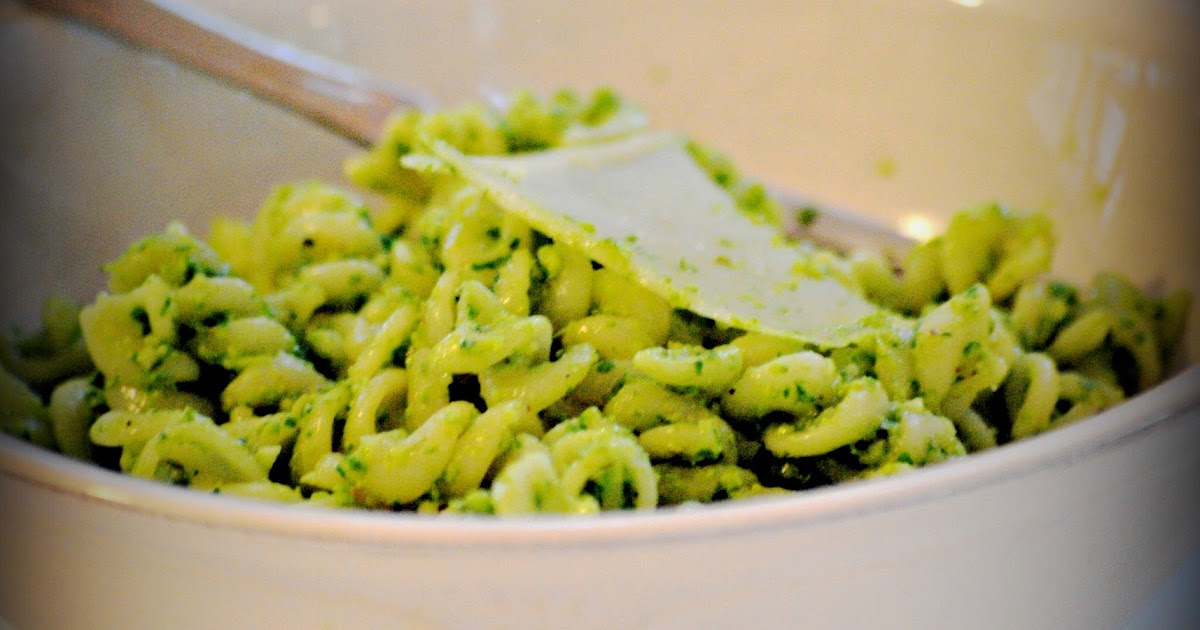Cookie Crumbs & Sawdust spicy pesto fusilli