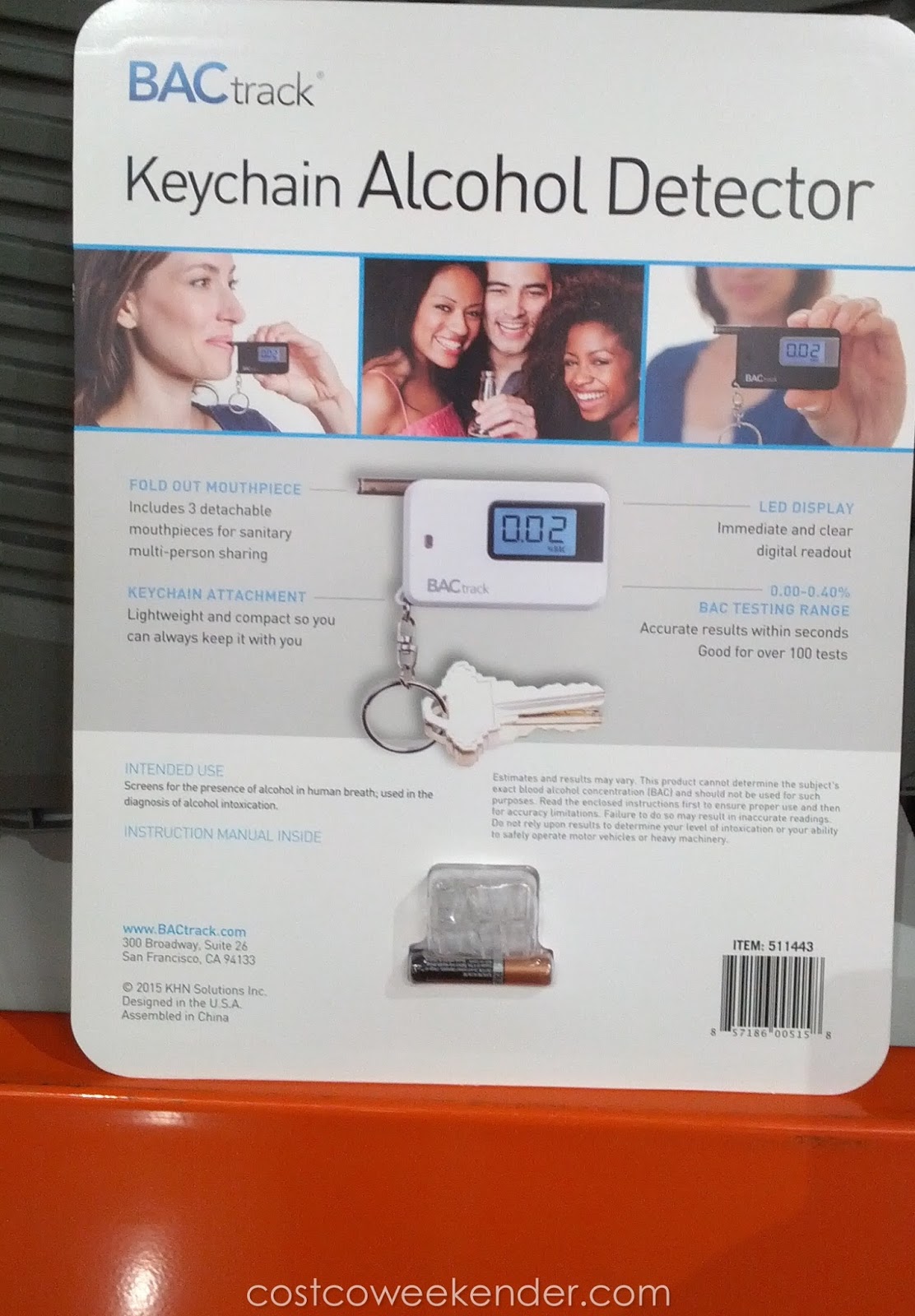 BACtrack Keychain Alcohol Detector Costco Weekender