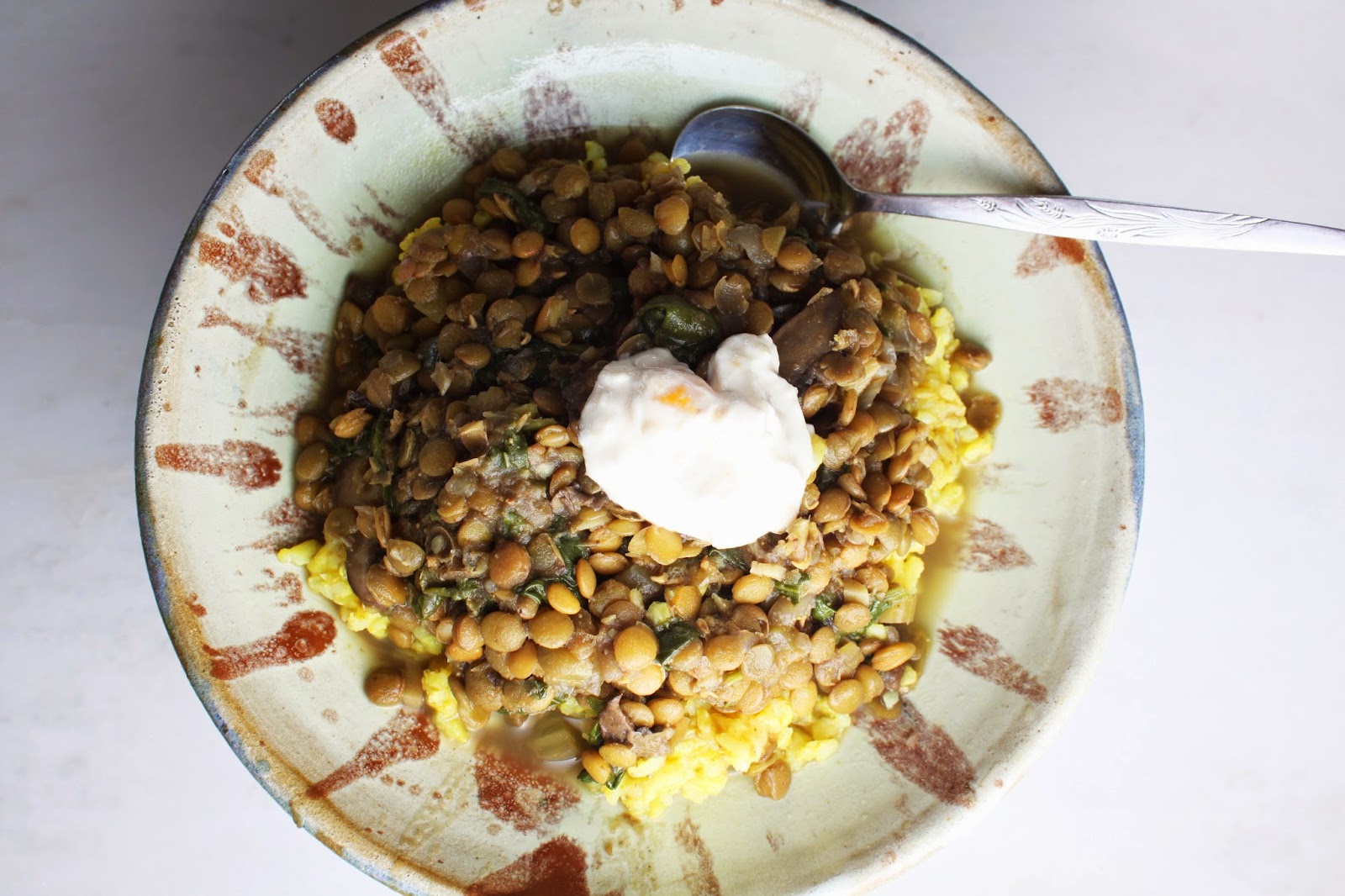 Fat and Happy Blog Lentil, Spinach and Mushroom Dahl with Apricot
