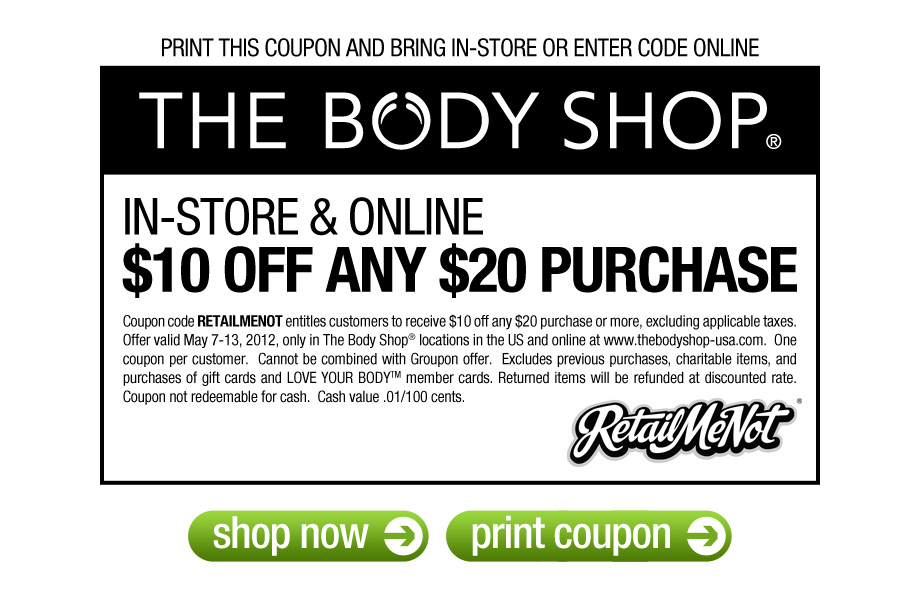 FREE IS MY LIFE COUPON 10 off a 20+ purchase at The Body Shop