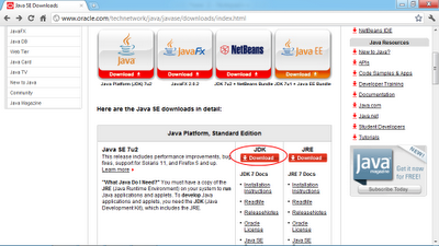 Browse to Oracle download page