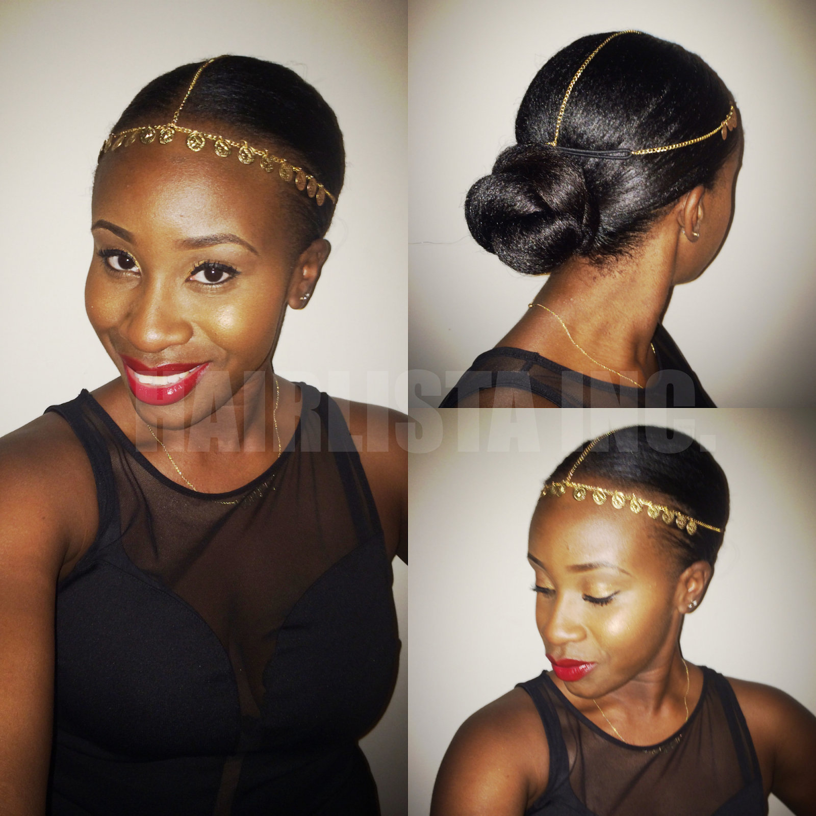 Protective Style: Twisted Bun and Gold Hair Chain Accessory - Hairlicious  Inc.
