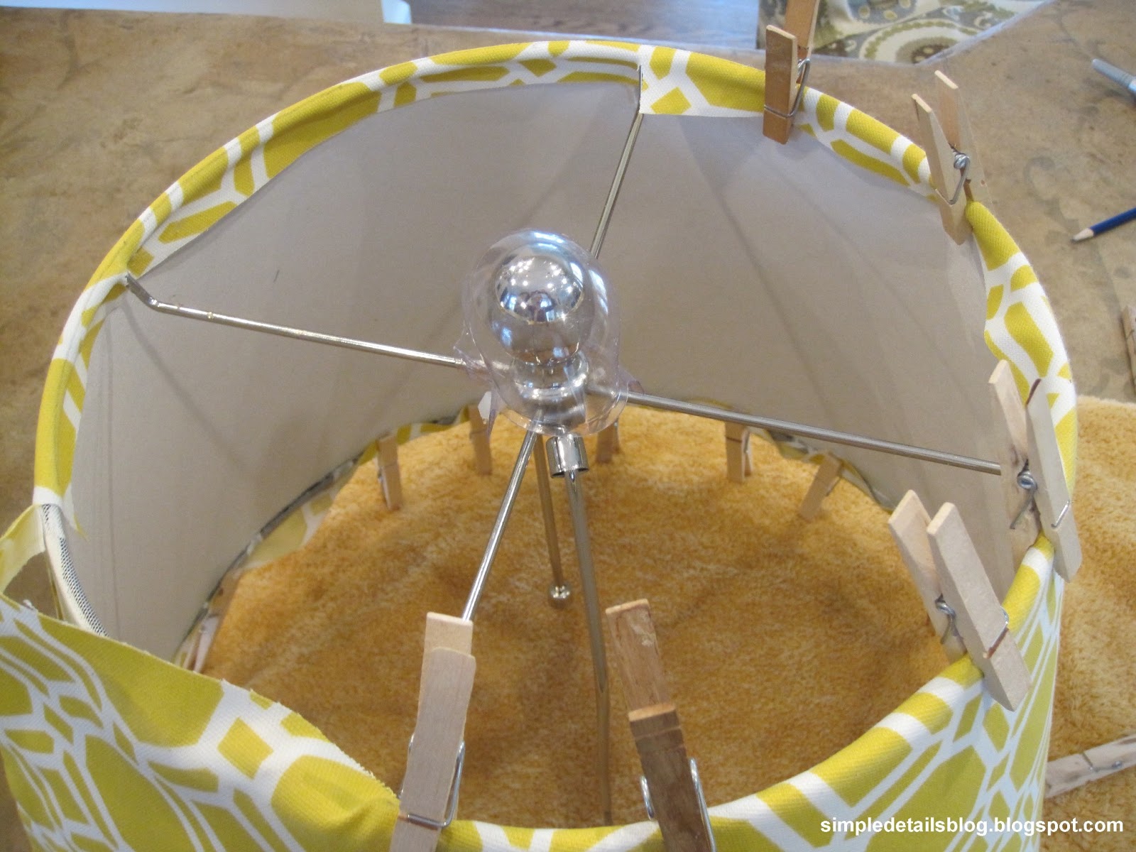 Simple Details how to cover a tapered lamp shade...