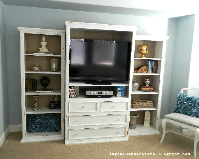 Anyone Can Decorate Before and After Pottery Barn Wall Unit Makeover