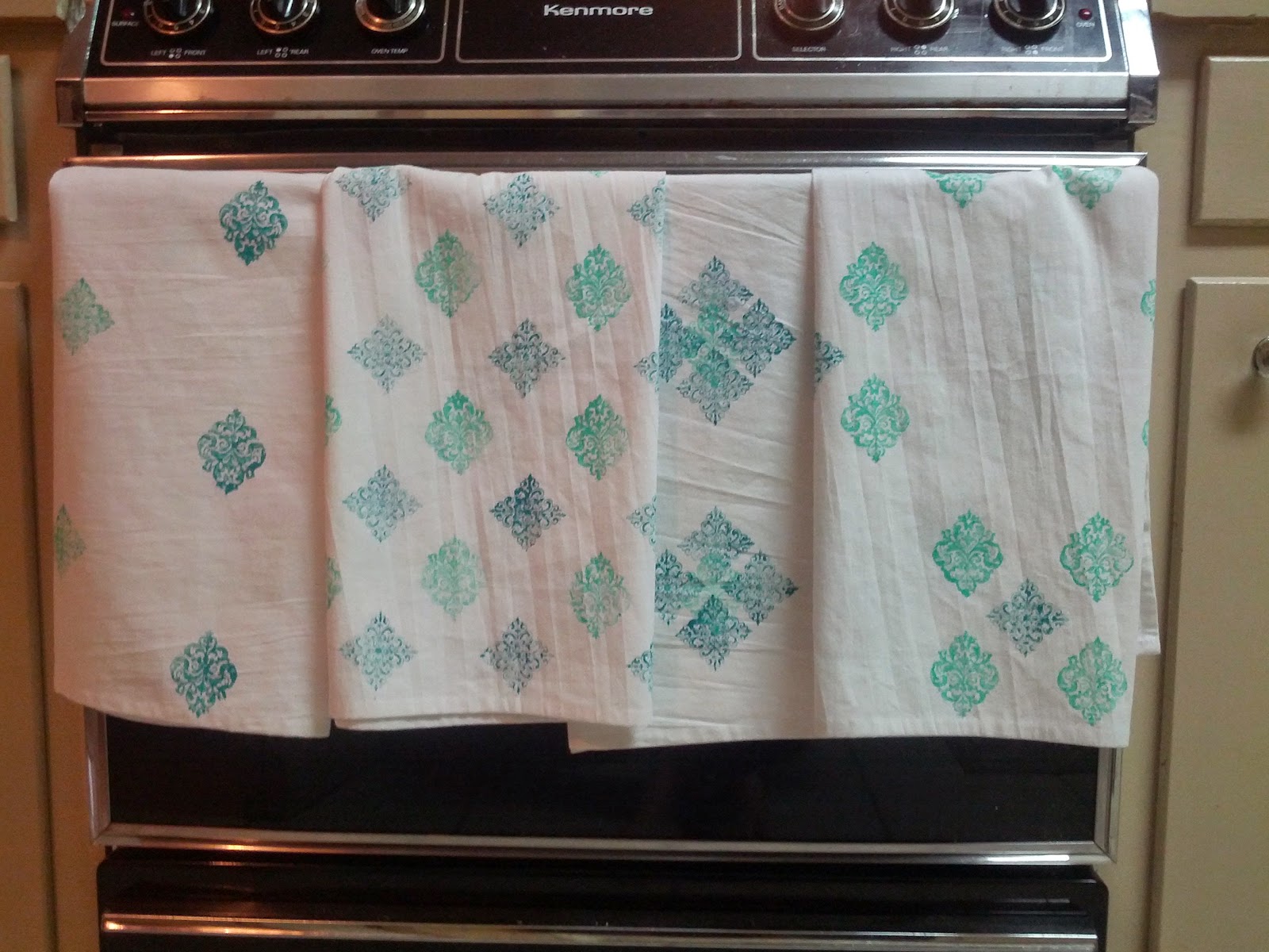 Greneaux Gardens Fabric Paint Stamped Tea Towel