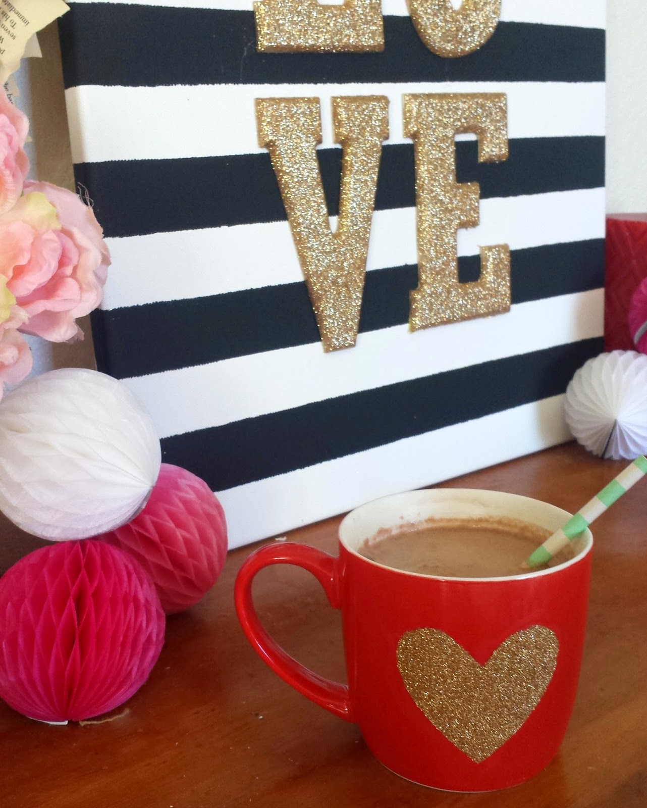 Tied Ribbon Glitter Heart Mug