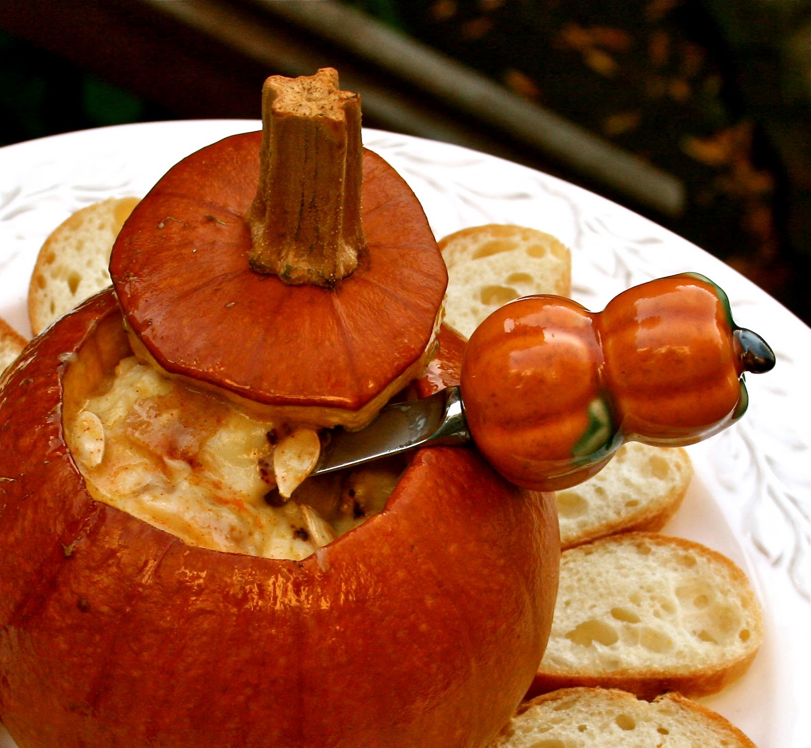 F is for Fondue {baked in a pumpkin!}