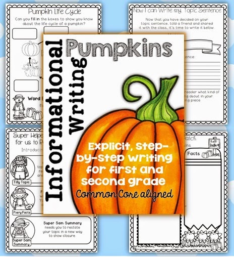 Informational Writing Pumpkin Themed First and Second Grade Common Core