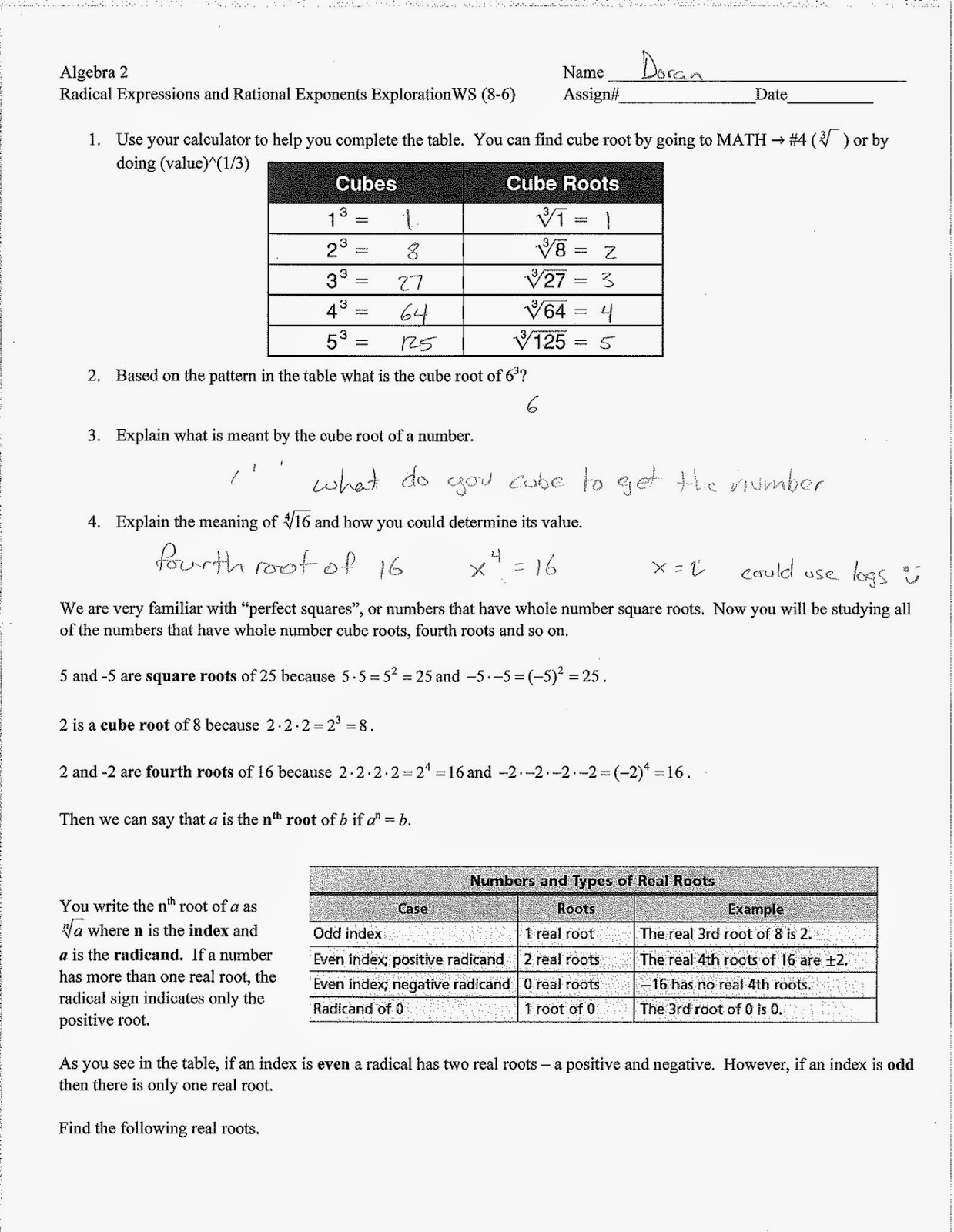 Unit 6 radical functions homework 6 radical equations answer key image