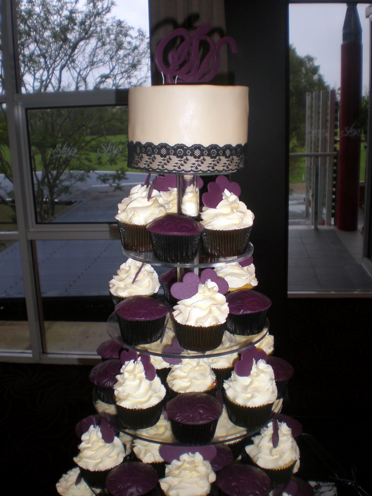 Sugar Siren Cakes Mackay Purple Hearts & Lace Wedding Sugar Siren Cakes Mackay Purple Hearts & Lace Wedding