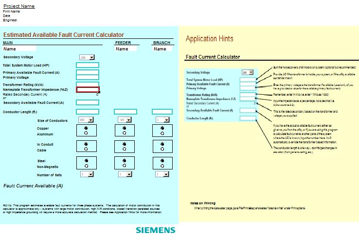 Siemens Type 2 Coordination Chart