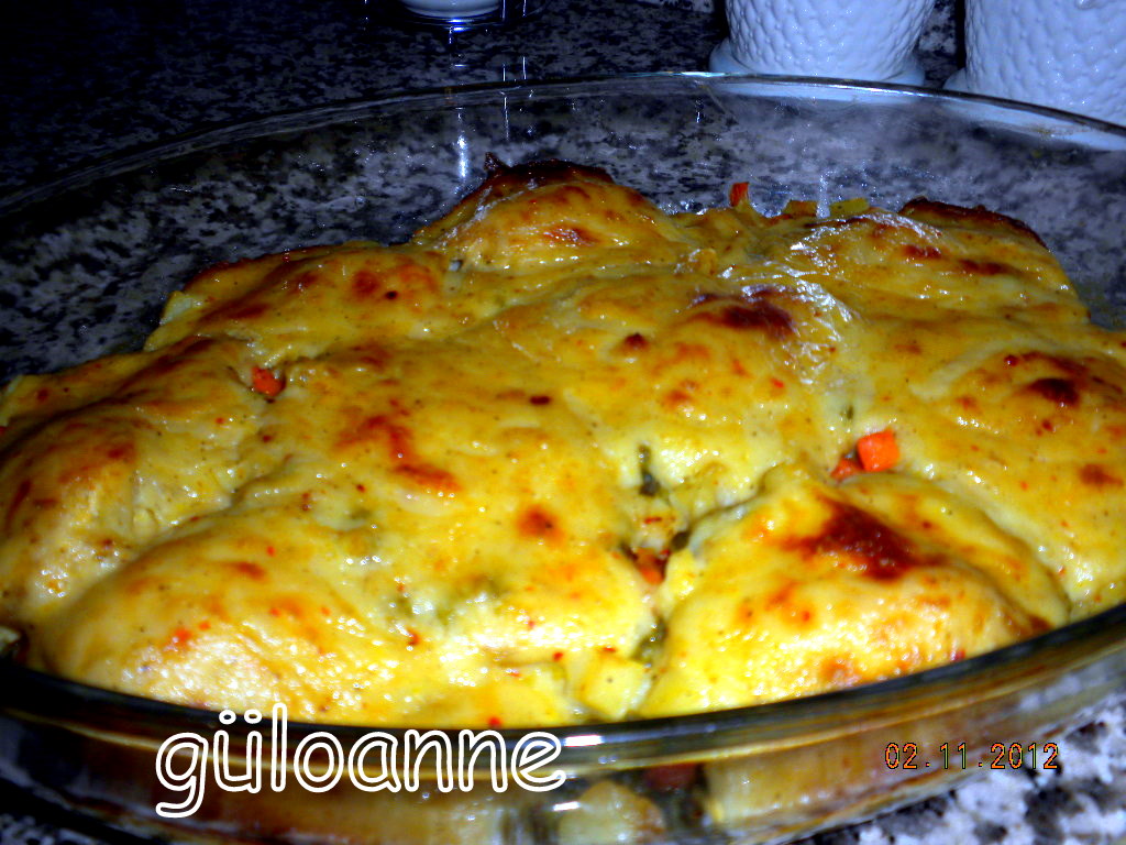 beşamel soslu garnitürlü tavuklu börek