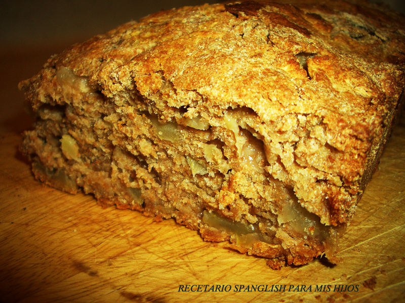 Recetario Spanglish para mis hijos Pan o budín vegan de manzanas con